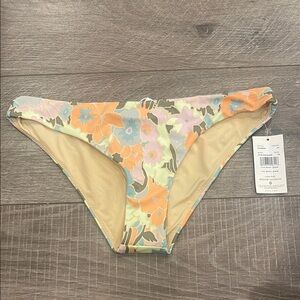 RVCA Pastel Floral Bikini Bottoms in Orange, Blue, Pink